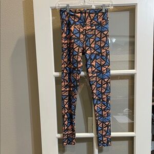 LuLaRoe Vibrant Blue and Orange Patterned Leggings